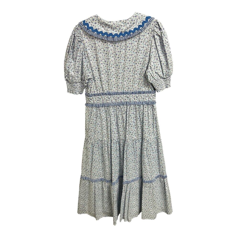 Hyacinth House Blue Purple Floral Peter Pan Collar Midi Dress Womens Medium - Picture 4 of 4